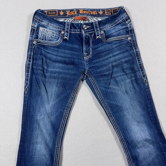 Rock‎ Revival Jeans Women 26 Sundee Bootcut Stretch Medium Wash Embroidered - Picture 4 of 16